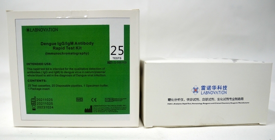 ISO13485 15 นาทีชุดทดสอบ Dengue Antibody IgM IgG สำหรับคลินิกโรงพยาบาล
