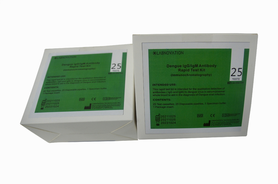 ชุดทดสอบ Rapid Antibody Dengue IgG IgM แบบใช้แล้วทิ้ง 25 การทดสอบสำหรับการใช้งานระดับมืออาชีพ