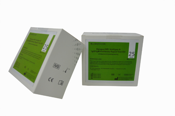ตรวจสอบรายวัน IgG IgM NS1 ชุดทดสอบไข้เลือดออก 25PCS การทดสอบวินิจฉัยอย่างรวดเร็วสำหรับ Dengue